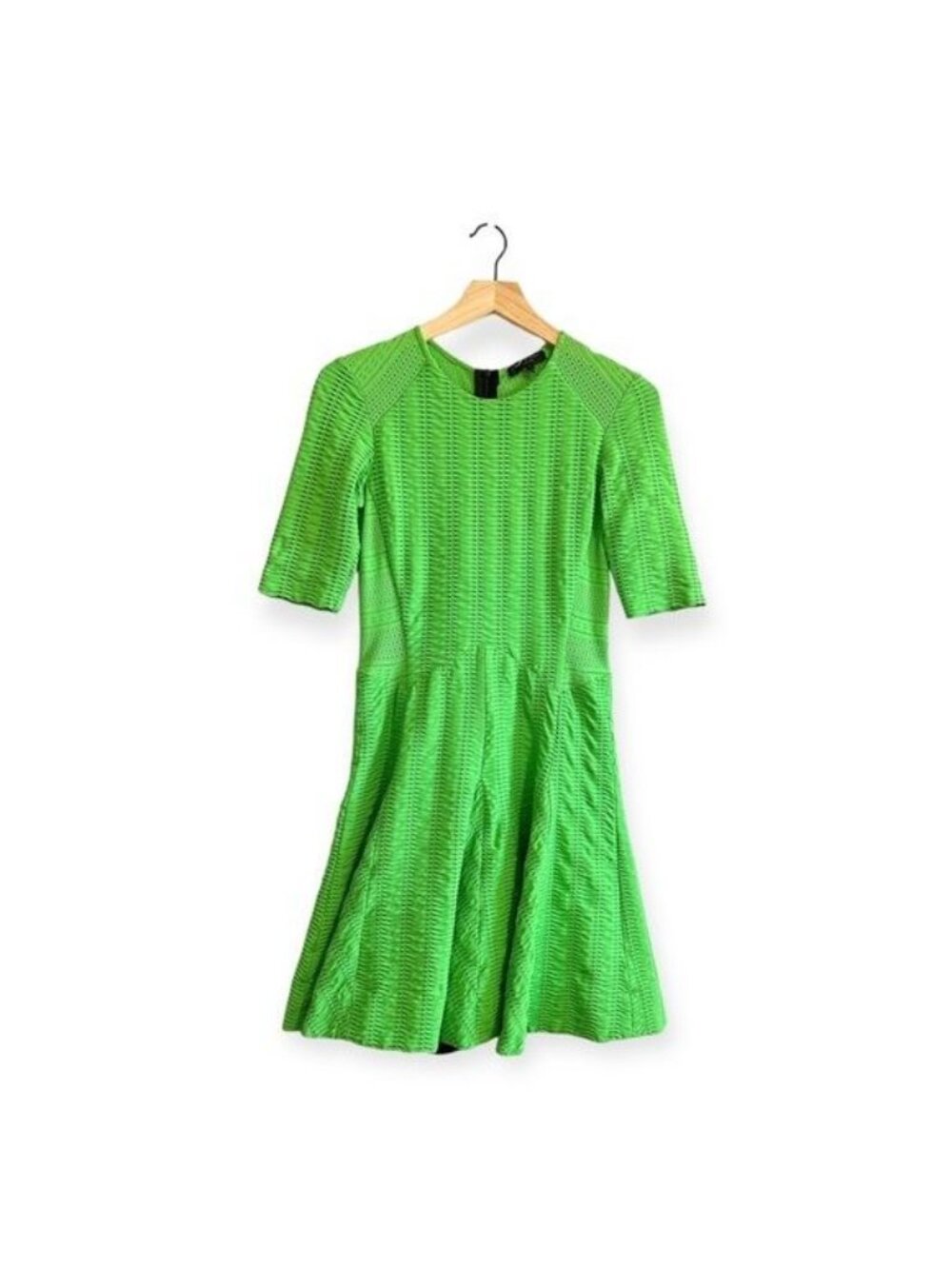 RAG & BONE Green Niki pointelle laddered-jersey fit and flare mini dress SIZE 2